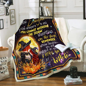 My Dear Daughter – I Love You My Little Witch – Halloween Pumpkin Fleece Blanket