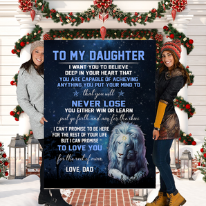 Dad To My Daughter -  Lion Never Lose - Sherpa Fleece Blanket